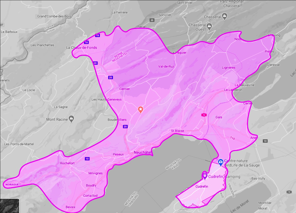 Map du rayon d'action